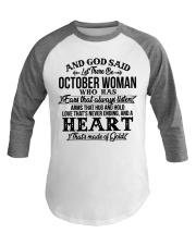 And God Said Let There Be October Woman Baseball Tee tile