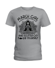 March girl I'm mostly peace love and light Ladies T-Shirt tile