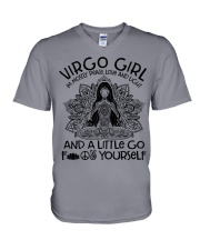 Virgo girl I'm mostly peace love and light V-Neck T-Shirt tile