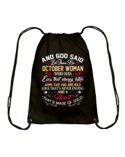 October woman a heart that's made of gold Drawstring Bag tile