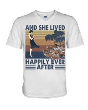 And She Lived Happily V-Neck T-Shirt thumbnail