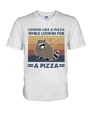 Raccoon Lookin Like A Pizza V-Neck T-Shirt thumbnail