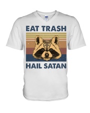 Eat Trash Hail Satan V-Neck T-Shirt tile