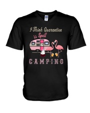 I Think Quarantier Is Spell V-Neck T-Shirt thumbnail