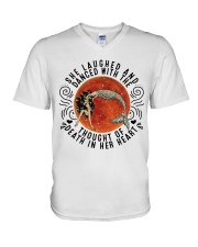 She Lauched V-Neck T-Shirt thumbnail