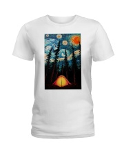 Camping Starry Night Art Poster Ladies T-Shirt thumbnail