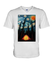 Camping Starry Night Art Poster V-Neck T-Shirt thumbnail