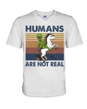 Humans Are Not Real V-Neck T-Shirt thumbnail