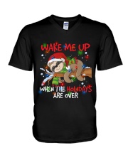 Wake Me Up Lazy Sloth V-Neck T-Shirt thumbnail