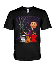 Halloween Cat V-Neck T-Shirt thumbnail