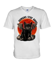 Humans Stay Away V-Neck T-Shirt thumbnail