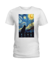 Cat Starry Night Art Poster Ladies T-Shirt tile