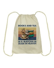 Books And Tea A Matcha Drawstring Bag thumbnail