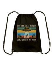 On A Dark Desert Highway Drawstring Bag thumbnail