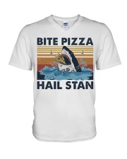 Shark Bite Pizza V-Neck T-Shirt thumbnail