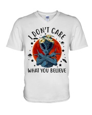 I Dont Care What You Believe V-Neck T-Shirt thumbnail