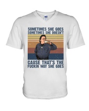 Sometimes She Gose V-Neck T-Shirt thumbnail
