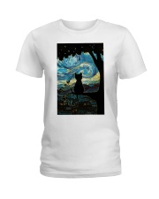 Cat Starry Night Art Poster Ladies T-Shirt thumbnail