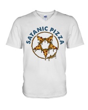 Satanic Pizza V-Neck T-Shirt thumbnail