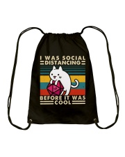 I Was Social Drawstring Bag thumbnail