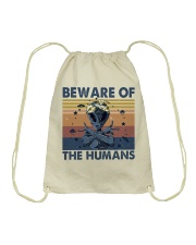 Beware Of The Humans Drawstring Bag thumbnail