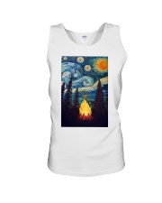 Campfire Starry Night Art Poster Unisex Tank tile