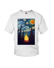 Campfire Starry Night Art Poster Youth T-Shirt tile