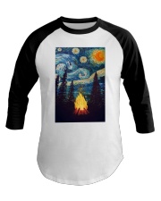 Campfire Starry Night Art Poster Baseball Tee tile