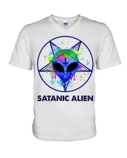 Satanic Alien V-Neck T-Shirt thumbnail