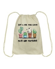 A Girl Loves Cats And Cactuses Drawstring Bag tile