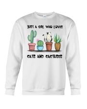 A Girl Loves Cats And Cactuses Crewneck Sweatshirt tile