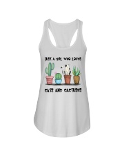 A Girl Loves Cats And Cactuses Ladies Flowy Tank tile