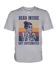 coffee dead inside but coffeinated V-Neck T-Shirt tile