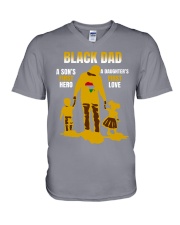 Black Dad hero love V-Neck T-Shirt tile