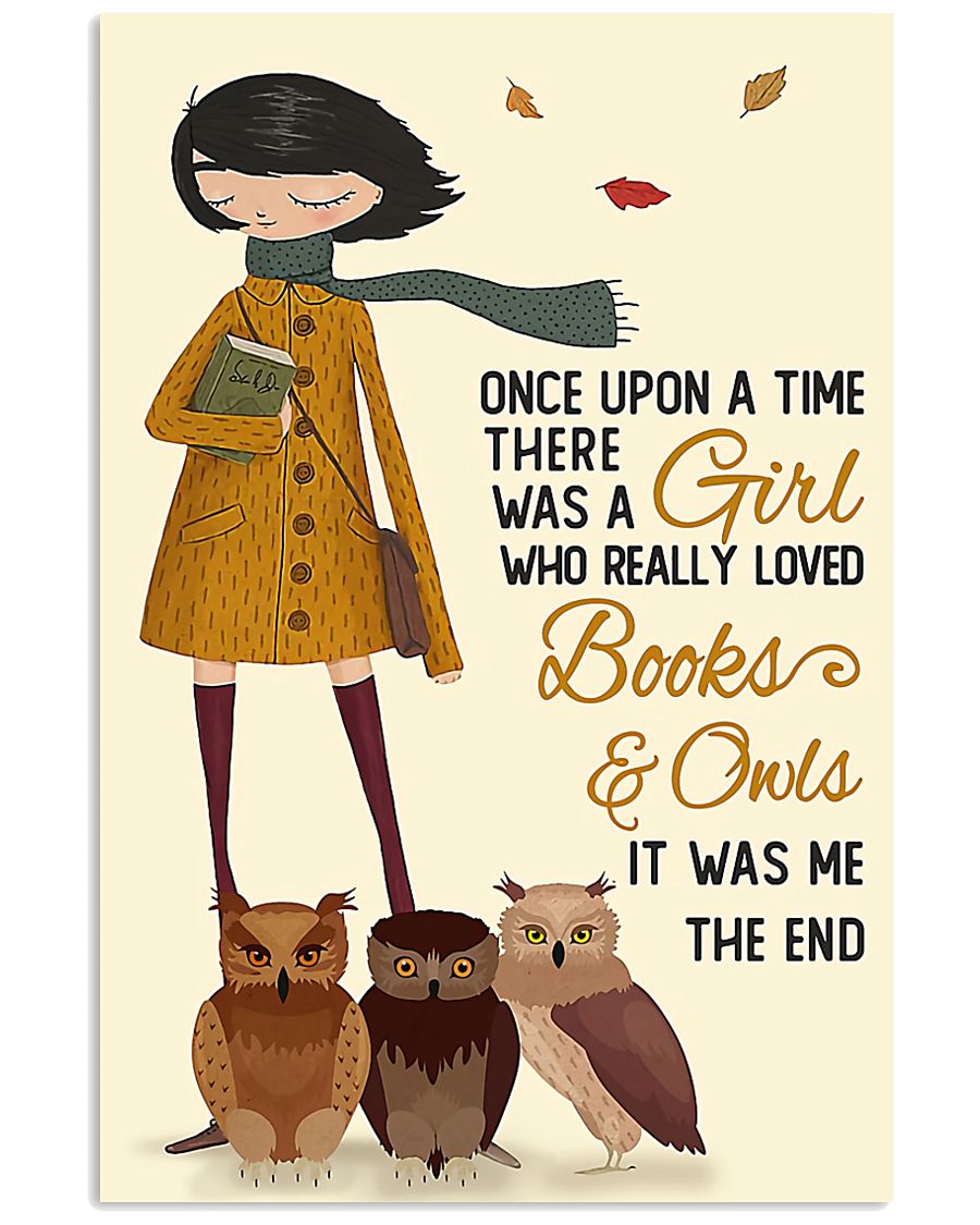 reading owls autumn girl once upon 11x17 Poster