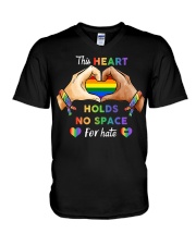 heart holds no space hate lgbt V-Neck T-Shirt tile