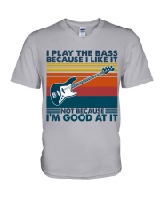 bass guitar I play the bass V-Neck T-Shirt tile