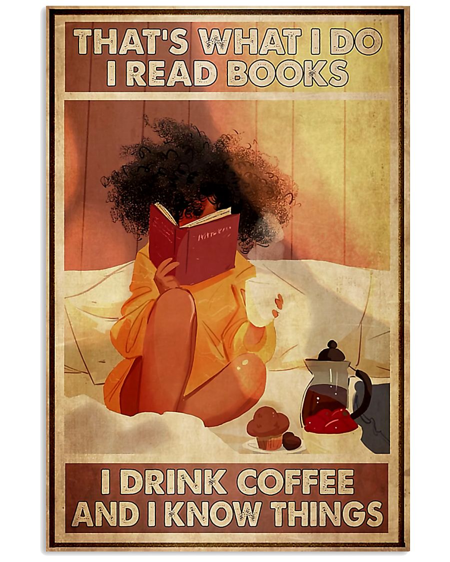 Afro Girl Reading And Drink Coffee 11x17 Poster