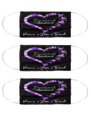 educational assistant-peace-love teach neon mas Cloth Face Mask - 3 Pack front