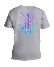 bus driver neon us flag V-Neck T-Shirt tile