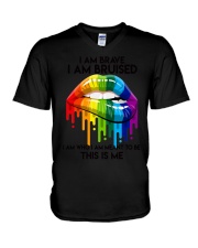 lgbt I am brave V-Neck T-Shirt tile