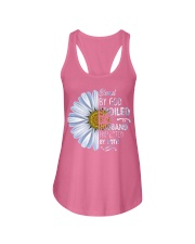 blessed by god spoiled by my husband daisy Ladies Flowy Tank tile