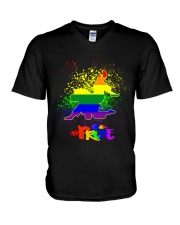 jiu jitsu lgbt pride V-Neck T-Shirt tile