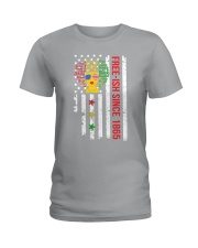 black people fre-ish us flag Ladies T-Shirt tile