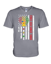 black people fre-ish us flag V-Neck T-Shirt tile