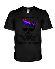 lgbt skull impolite bisexual V-Neck T-Shirt tile