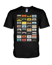 lgbt dj cassette colorful V-Neck T-Shirt tile