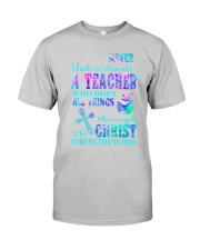 Never underestimate a teacher neon Classic T-Shirt tile