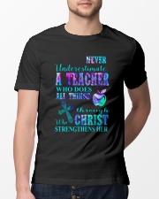 Never underestimate a teacher neon Classic T-Shirt lifestyle-mens-crewneck-front-13