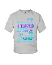 Never underestimate a teacher neon Youth T-Shirt tile